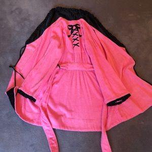 Betsey Johnson Bathrobe Pink and Black Size Small